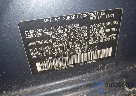 2021 Subaru Crosstrek Limited from USA, damaged, VIN JF2GTHMC3MH682230